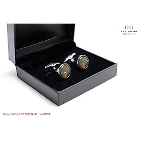 Khuy Cài tay áo Măng Set cao cấp đính đá - cufflinks , tặng kèm hộp nhỏ, tròn họa tiết 2 màu