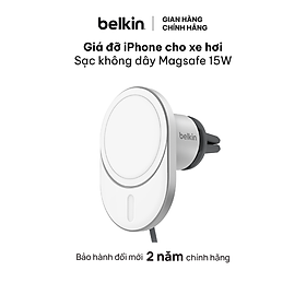 Giá đỡ iPhone BOOSTCHARGE PRO Belkin cho xe hơi, sạc không dây Mag-Safe 15W - Hàng Chính Hãng - Bảo hành 2 năm - WIC008bt