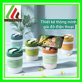 Bình nước thủy tinh bọc nhựa chống nóng có nắp bật đậy kín với 2 đầu uống nước tiện lợi đáng yêu 350ml