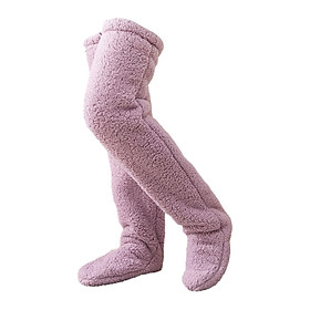 over Knee High Fuzzy Socks Winter Sleeping Socks Cozy Boot Socks Plush Slipper Stockings Slipper Socks for Living Room Office - 90cm