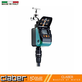 Van Hẹn Giờ Tưới Cây Tự Động Claber Aquauno Video 2 Plus - 8412 Made In Italy, tưới cây 2 lần trong ngày, ngõ vào ren 27mm, có cổng kết nối cảm biến mưa