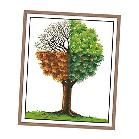 DIY Handmade Needlework Counted Cross Stitch Set Embroidery Kit Season Tree Pattern Cross-Stitching Home Decoration