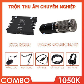 Mua Trọn bộ thu âm chuyên nghiệp soundcard XOX KS108 với micro thu âm BM900 WOAICHANG chuyên livestream  thu âm