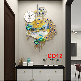 Đồng hồ treo tường trang trí chim công decor CD12 kích thước 100 x 60 cm