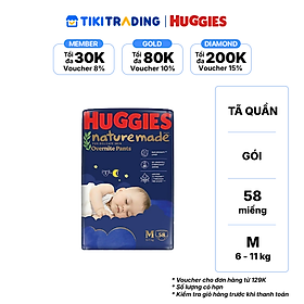 Tã quần Huggies Naturemade ban đêm M 58 miếng