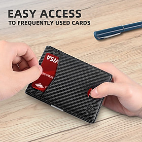 Money Clip Wallet - Ví kẹp tiền da nam đựng thẻ Carbon RFID tối đa đến 15 thẻ