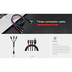 Mua Cáp sạc nhanh truyền dữ liệu tốc độ cao với 3 đầu kết nối Type C Micro và Lightning hàng chính hãng Baseus