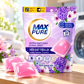 Túi Viên Giặt Maxpure 3in1 Hương Hoa Cỏ Ngọt Ngào Thơm Mát Bền Màu