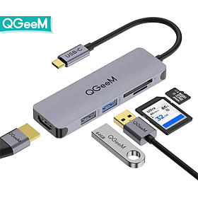 Bộ Hub QGeeM đa năng 5 trong 1 dành cho MacBook Pro 13/15 Surface Go, USB C Adapter - Hàng chính hãng
