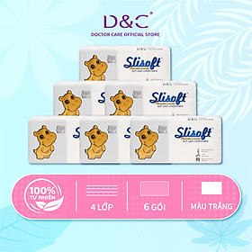 Mua 6 Bịch Giấy ăn Slisoft trắng tự nhiên đa năng  khăn giấy khô không chất tẩy trắng an toàn cho cả gia đình