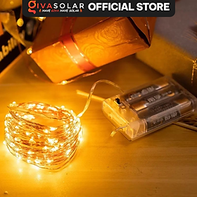 Dây đèn Led đom đóm trang trí dài 10 mét dùng Pin GIVASOLAR GV-AA-10M - Vàng Nắng