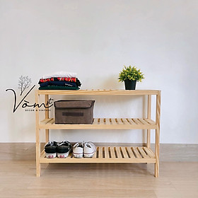 Mua  KG011  KỆ ĐỂ GIÀY GỖ THÔNG NHẬP KHẨU 3 TẦNG - KÍCH THƯỚC 80CM