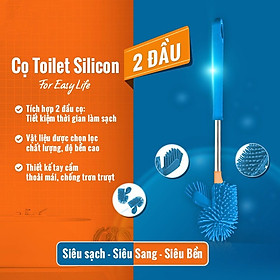 Cọ rửa 2 đầu tròn bồn cầu, toilet, nhà tắm, nhà vệ sinh chất liệu silicon bền, sạch kháng khuẩn