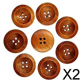 2x50Pcs Wooden Round Buttons with 4 Holes Sewing Craft Coffee