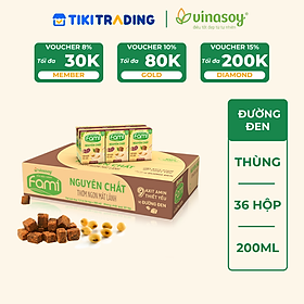Thùng Sữa Đậu Nành Vinasoy Fami Nguyên Chất Vị Đường Đen (200ml x 36 Hộp)