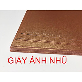 (Xấp 5Tờ) Giấy Ánh Nhũ, Bìa Màu, Giấy Làm Thiệp, Scrapbook (A4) (Nâu da bò)