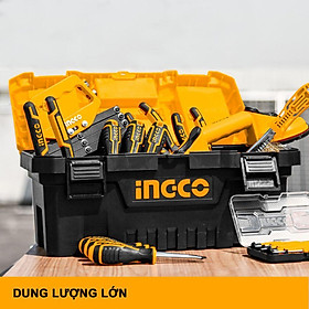 HỘP ĐỰNG DỤNG CỤ (THÙNG ĐỒ NGHỀ) BẰNG NHỰA KÍCH THƯỚC 17 INCH 1.390G 436MM PBX1701 INGCO - HÀNG CHÍNH HÃNG