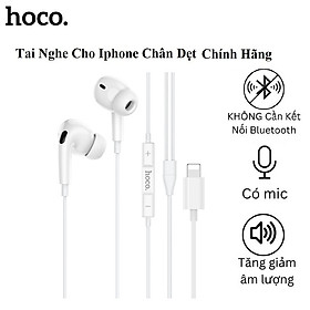 Tai nghe cho Iphone chân dẹt cao cấp Hoco. M111 Max/Pro hỗ trợ nghe gọi mic đầy đủ, cắm dùng trực tiếp không cần kết nối bluetooth - Hàng chính hãng