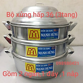 Mua (Video Sp)Bộ xửng hấp nhôm 3 tầng size 36  bộ xửng hấp bánh 3 tầng  xửng hấp bánh bao rau hải sản