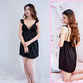 ĐẦM NGỦ LỤA PHỐI REN CAO CÂP-MÀU ĐEN