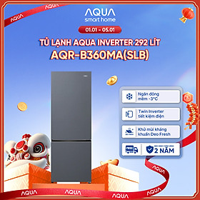 Freeship toàn quốc - Tủ lạnh ngăn đông dưới Aqua 292L AQR-B360MA(SLB) - Bảo hành trong 2 năm - Hàng chính hãng