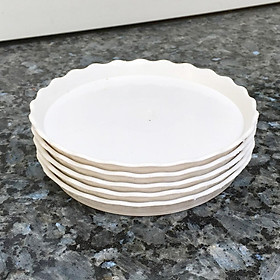 Bộ 5 đĩa lót chậu hoa màu trắng đường kính 15cm-Đồ Gia Dụng Tại HCM
