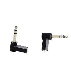 2pcs 3.5mm Stereo Jack Socket to 6.35mm Plug Microphone Angle Adapter