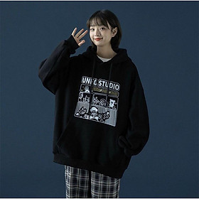 Áo khoác nỉ unisex nam nữ,Áo hoodie form rộng nón to in hoạ tiết nhiều màu phong cách ullzang hàn thời trang thu đông