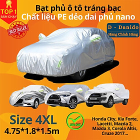 Bạt Phủ Ô Tô Tráng Nhôm Phủ Nano Chống Nắng, Bạt Trùm Xe Hơi Cách Nhiệt Cao Cấp, Hàng Chính Hãng