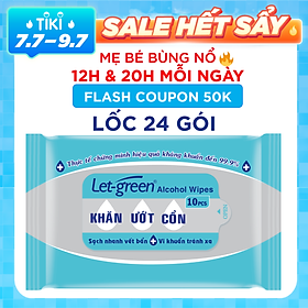 Combo 24 Gói Khăn Ướt Cồn Let-green (10 Tờ x 24)