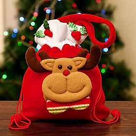 Túi dây rút hình búp bê ông già noel người tuyết tuần lộc dùng đựng kẹo làm quà tặng Giáng sinh