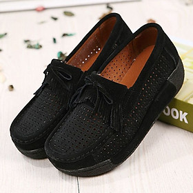 Ladies Korean Flat Loafer Soft Suede Fringed Thick Bottom Slip-On Casual Shoes