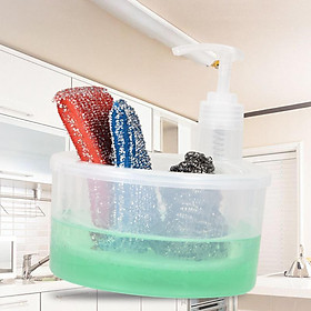 2 in 1 Dish Soap Dispenser with Sponge Holder 1000ml Capacity for Household Hote