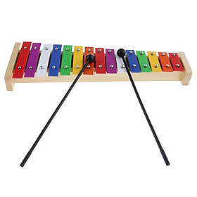 Practical Colorful Wooden 15 Tones Xylophone Sound Brick+2pcs Beaters Set