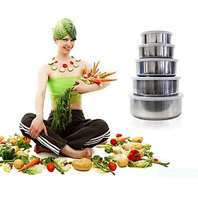 Mua Bộ 5 hộp đựng thực phẩm inox kèm nắp nhựa