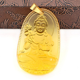 [Tuổi Ngọ] Mặt Dây Chuyền Phật Đại Thế Chí Bồ Tát Đá Pha Lê Vàng Size Nhỏ 3.6cm & Size Lớn 5cm- Tặng Kèm Móc Inox - Phong Thủy 868 - May Mắn - Bình An