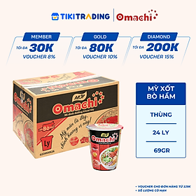 Thùng 24 Ly Mì Omachi Xốt Bò Hầm (69gr x 24 ly)