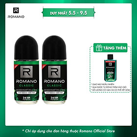 Combo 2 Lăn khử mùi Romano Classic kháng khuẩn & khô thoáng cả ngày 50ml*2