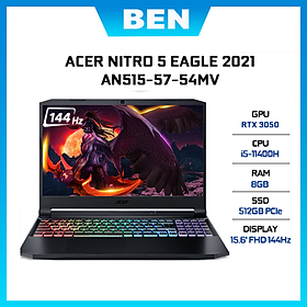 Mua Laptop Acer Nitro 5 Eagle AN515-57-54MV (Core i5-11400H/ 8GB/ 512GB SSD/ RTX 3050 4GB/ 15.6 FHD IPS  144Hz/ Win11) - Hàng Chính Hãng