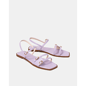 Giày Sandal 1cm Nữ Thời Trang JUNO Mũi Vuông Quai Ngang Cut Out SD01115