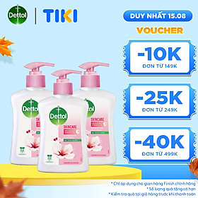 Combo 3 chai nước rửa tay Dettol kháng khuẩn dưỡng da - Chai 250g