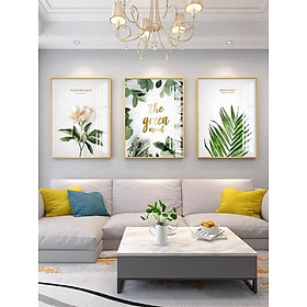 Mua Bộ Tranh Hoa Lá Tráng Gương Treo Phòng Khách Cầu Thang. Phòng Ngủ Tặng Kèm Đinh Treo Không Cần Khoan Tường