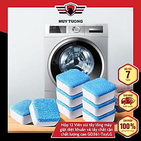 Hộp 12 Viên sủi tẩy lồng máy giặt diệt khuẩn và tẩy chất cặn chất lượng cao GD361-TayLG
