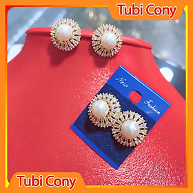 Đôi bông tai nữ mạ vàng 24k ngọc trai nhân tạo