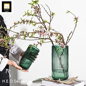 Mua Bình hoa thủy tinh sọc dọc Canava  lọ hoa thủy tinh dạng trụ