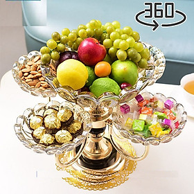 Mua Khay Mứt Tết Pha Lê  trong suốt  xoay 360 độ đựng bánh kẹo Cao Cấp Phong Cách Châu Âu