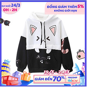 ÁO HOODIE NỮ PHỐI HỌA TIẾT MÈO SIÊU CUTE