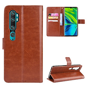 Bao da dành cho Xiaomi Mi Note 10 Pro dạng ví Wallet leather cao cấp có quai gập - Nau