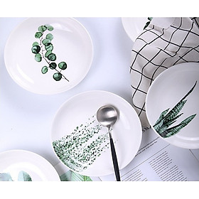 Dĩa gốm sứ cao cấp họa tiết hoa lá phong cách hiện đại sang trọng