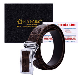 Thắt lưng nam Huy Hoàng vân cá sấu 3,5P màu da, đen, nâu HC4116-17-18 - Màu nâu